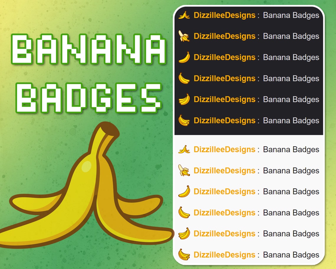 Banana Twitch Badges Banana Twitch Sub Badges Fruit Twitch Etsy