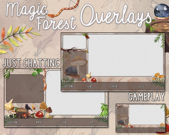 Dark Enchanted Forest Stream Overlays Twitch X 4 (Instant Download) 