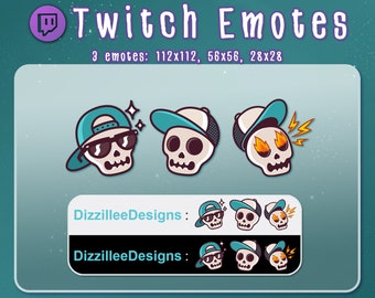 Teal Skull Twitch Emotes | Channel Points | Streamer Emote | Skeleton Hat