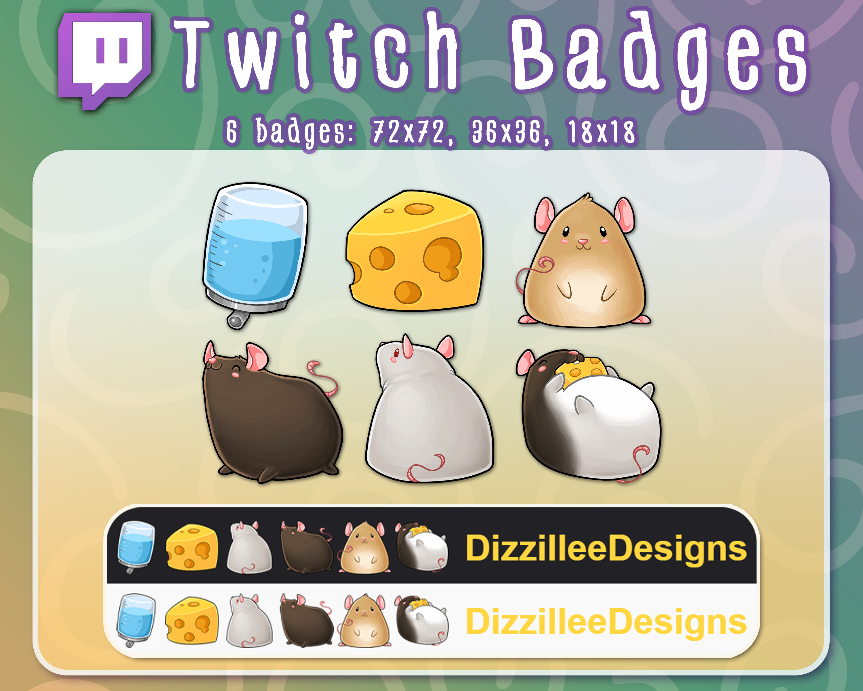 Rat Twitch Badges Mouse Twitch Sub Badges Twitch Bit Etsy