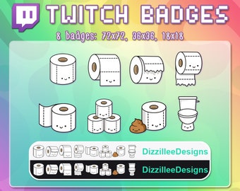 Badges Twitch de toilettes | Sous-badges de papier toilette | Badges d’abonné Pop | Badges Potty Bit | Drôle de Streamer