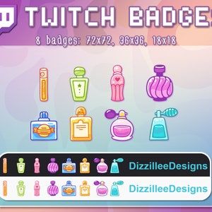 Perfume Twitch Badges | Makeup Twitch Sub Badges | Girly Twitch Subscriber Badges | Cute Bit Badges | Pastel Cheer Badges | Fashion Streamer