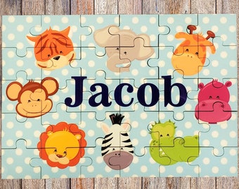 Personalized Jigsaw Puzzle with Zoo Animals