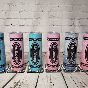 Personalized Crayon Tumbler - Glitter - Teacher Gift