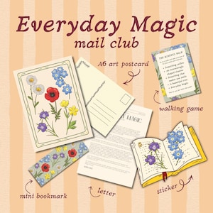 Club de Correo de MAYO - Magia Cotidiana Mensual por Correo Tradicional / Postales Artísticas, Pegatinas y Cartas / Regalos para un Estilo de Vida Lento / Amigos por Correspondencia / Amantes de las Postales
