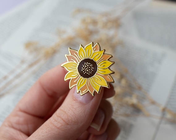 Enamel Pin Sunflower Sun Flower Gold Hard Pin With Butterfly Clasp  Wildflowers Pin Flag Yellow Pin Cute Floral Badge / Button 