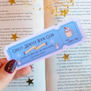 Sticker - Chilly Winter Book Club Ticket - Einzelne Sticker mit Cozy Winter and Snow Hot Chocolate Book Doodles - Journal Bujo Accessoire