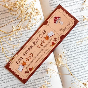 Lesezeichen Lesezeichen Cozy Autumn Book Club Ticket Lesezeichen - Süßes herbstliche Lese Accessoire für den Herbst - Pumpkin Spice latte Lesezeichen