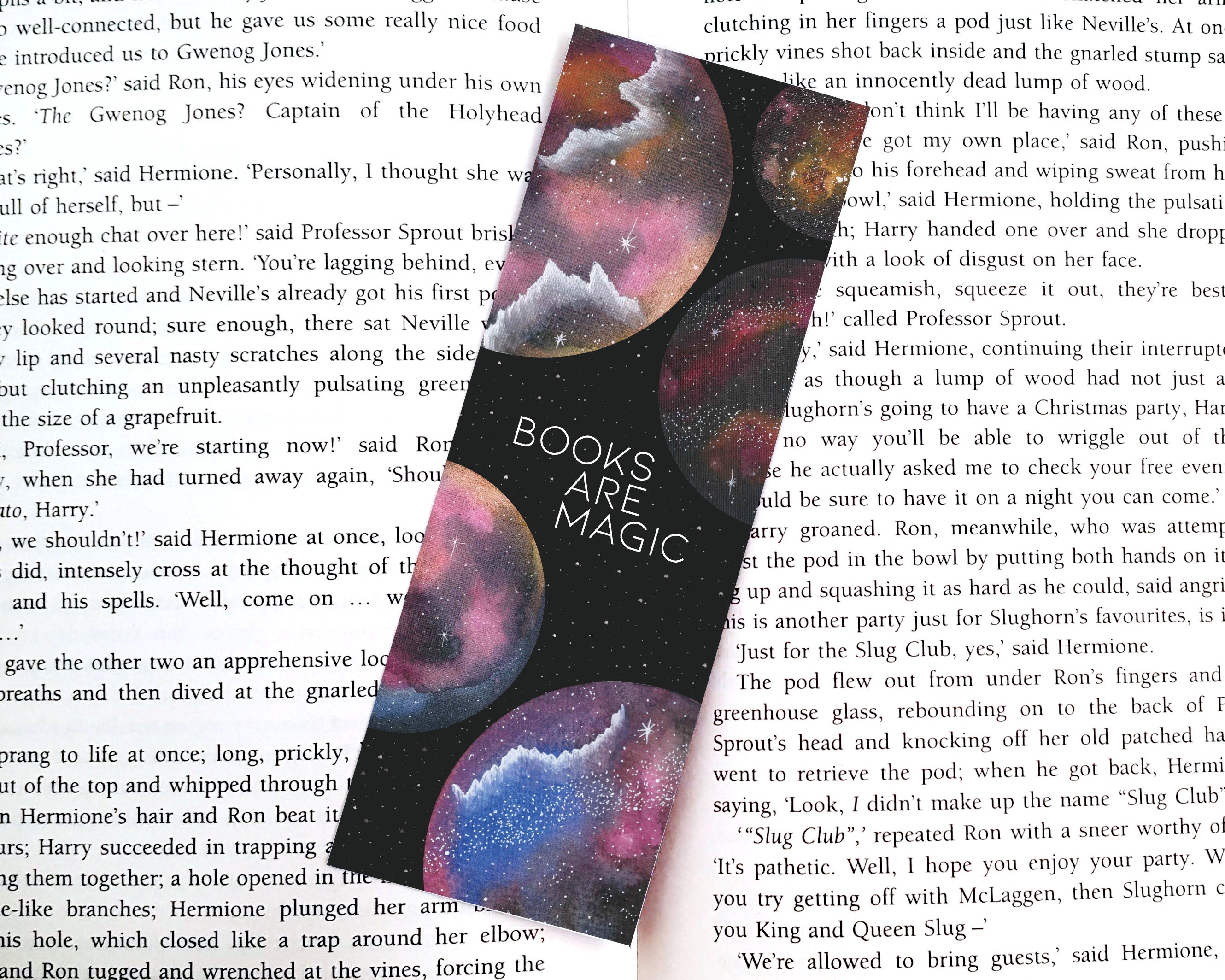 Aquarel Galaxy bladwijzer met boek citaatuniverse Etsy