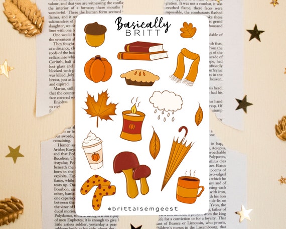 Paper & Party Supplies Stickers Bullet Journal Stickers Autumn Sticker ...