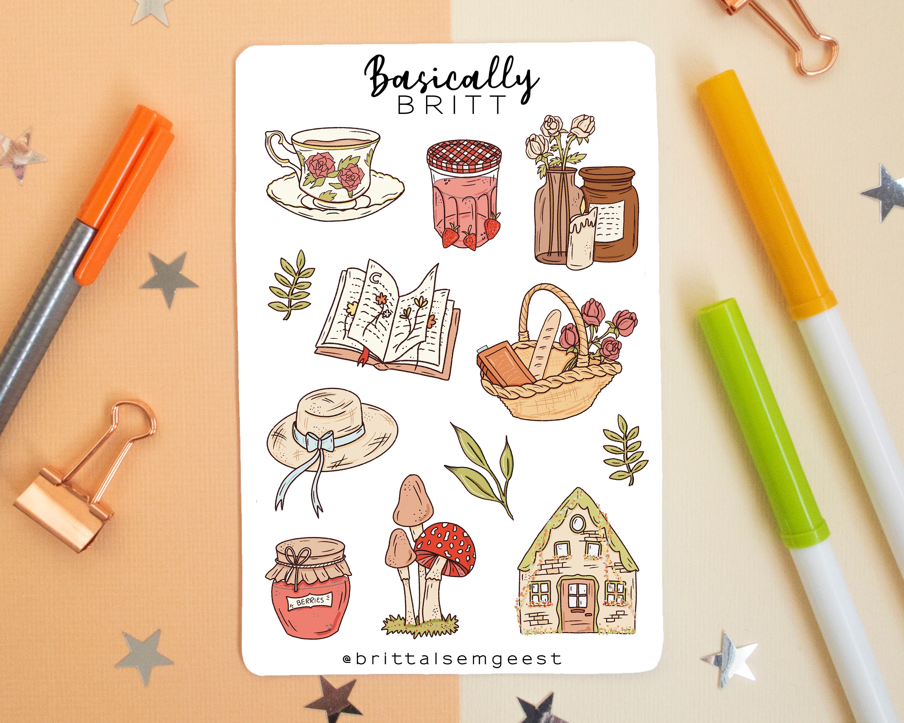 Cottagecore Stickersheet Bullet Journal Stickers Cute Etsy Ireland