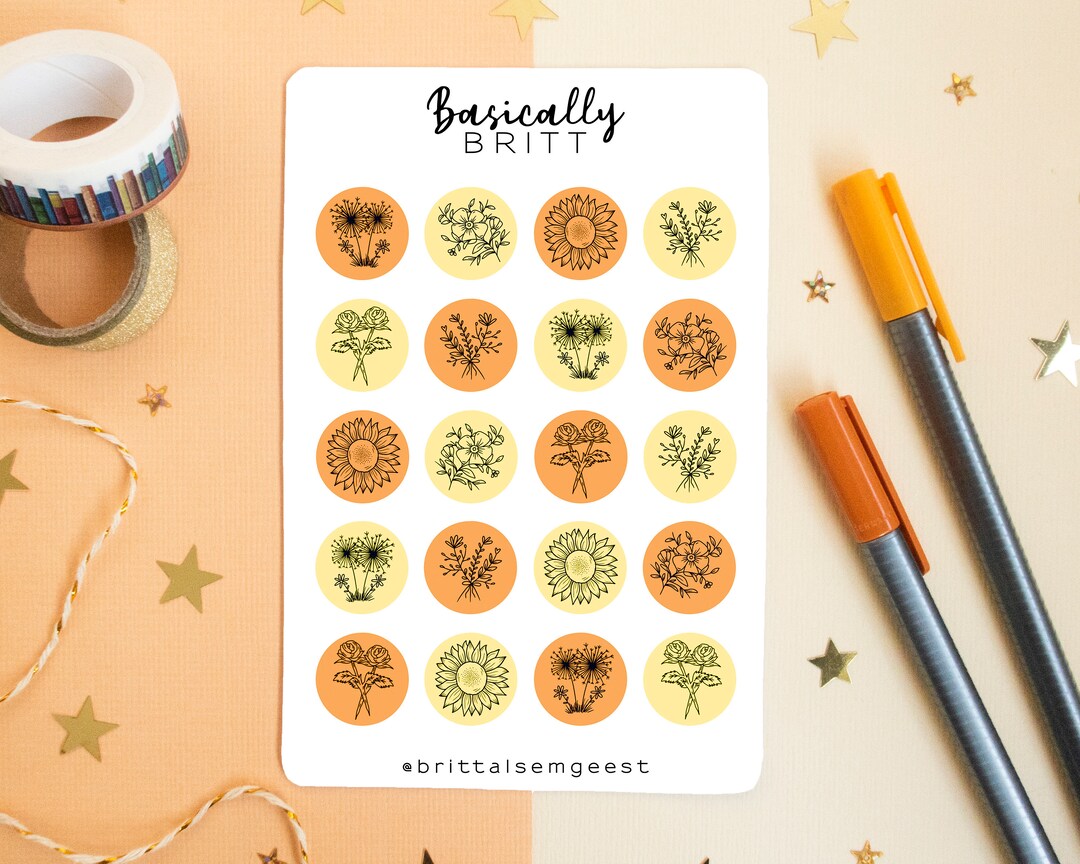 Flowers Stickersheet // Bullet Journal Floral Stickers, Cute BUJO ...