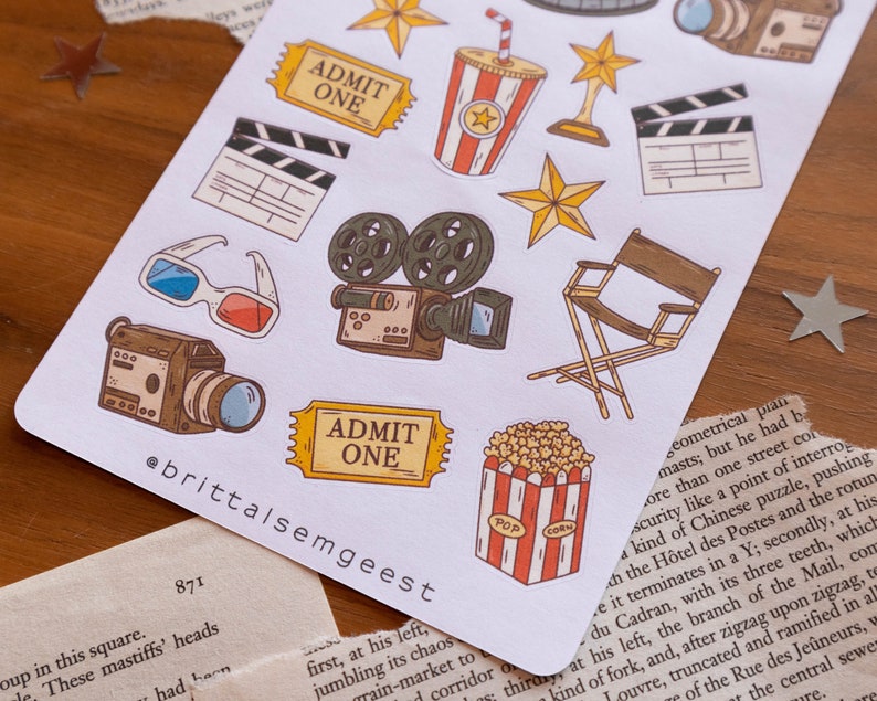 Sticker Filming Inspired Movie Journal - Stickersheet - Bullet Journal Film Stickers, Cute BUJO ...