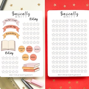 Reading Journal - Stickersheet - Bullet Journal Tracking Stickers, Cute BUJO Book Tracker Sticker, Books Scrapbook