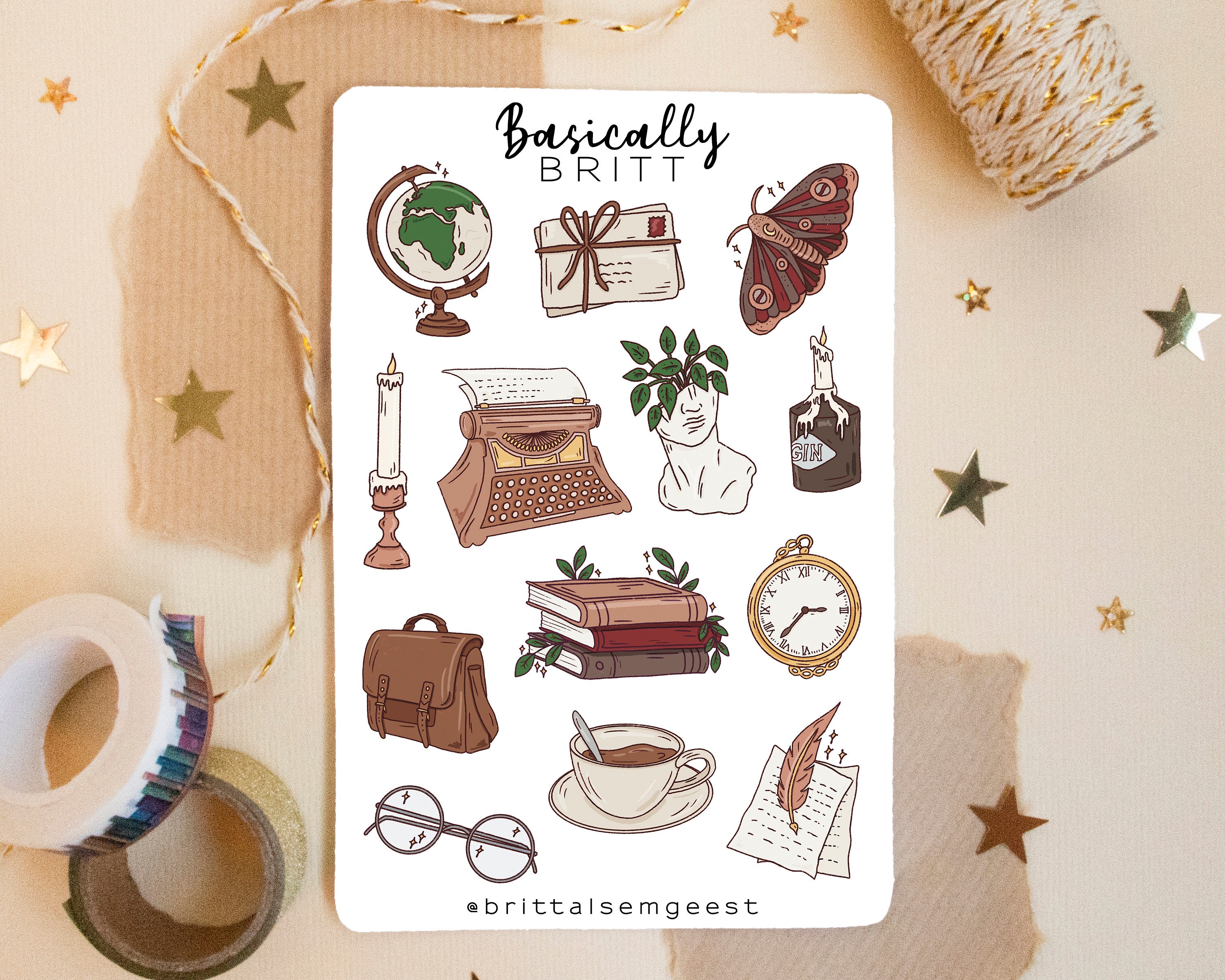 Dark Academia // 15 pcs Cute and Aesthetic Deco Stickers for