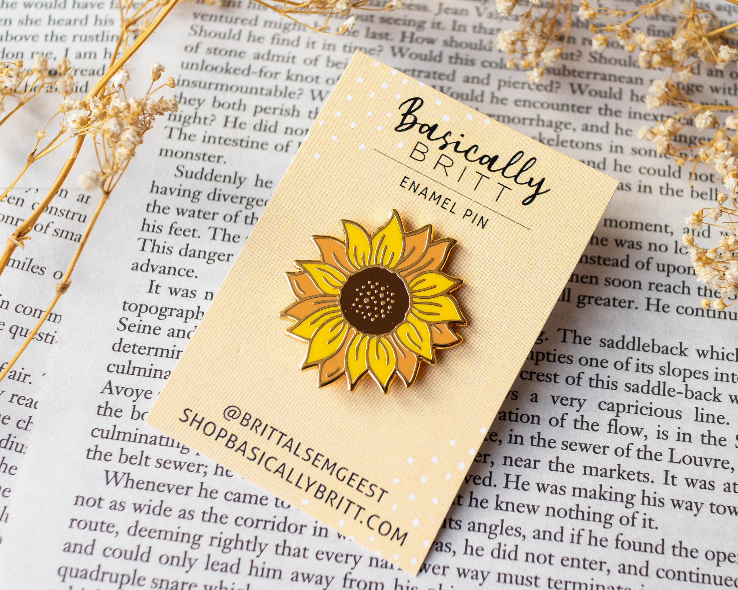 Enamel Pin Sunflower Sun Flower Gold Hard Pin With Butterfly Clasp  Wildflowers Pin Flag Yellow Pin Cute Floral Badge / Button 