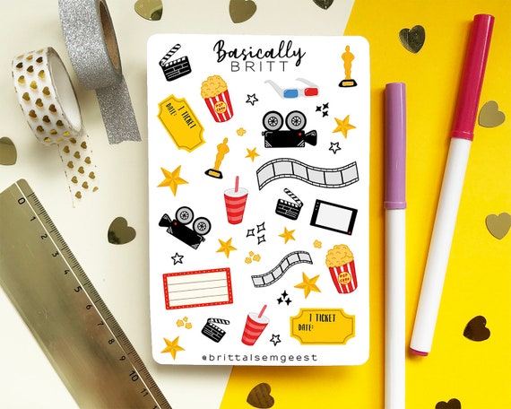 Movie Journal Stickersheet Bullet Journal Film Stickers, Cute BUJO