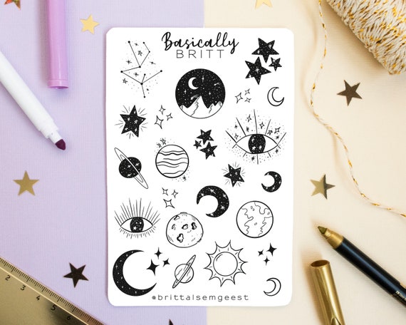 Cute Planets Mood Tracker Sticker Sheet