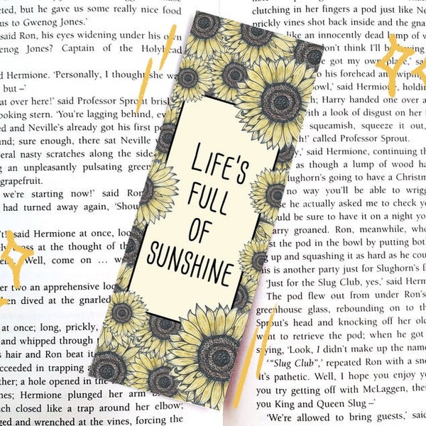 Sunflower Bookmark - Watercolor Flower Art - Sunshine Book mark