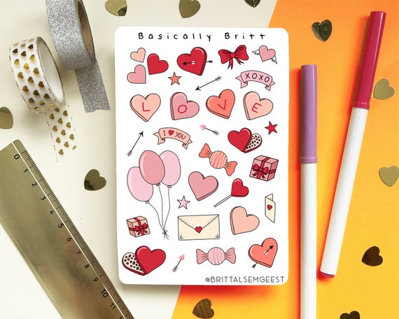 Love Letters Sticker Sheet  Valentine's Day Bullet Journal