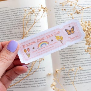 Sticker - Blooming Spring Book Club Ticket - Einzelne Aufkleber mit Cozy Spring & Summer vibes Doodles - Journal Bujo Accessoire
