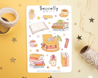 Books / Bookish - Stickersheet // Bullet Journal Book Stickers, Cute BUJO Doodle Sticker, Literary Stickers, Minimalistic