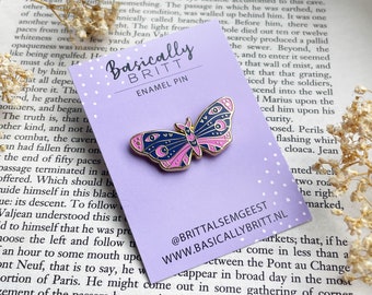 Butterfly Hard Enamel Pin Gold - Purple Pink Floral Pin with Butterfly Clasp - Wildflowers - Pin Flag - Purple Pin