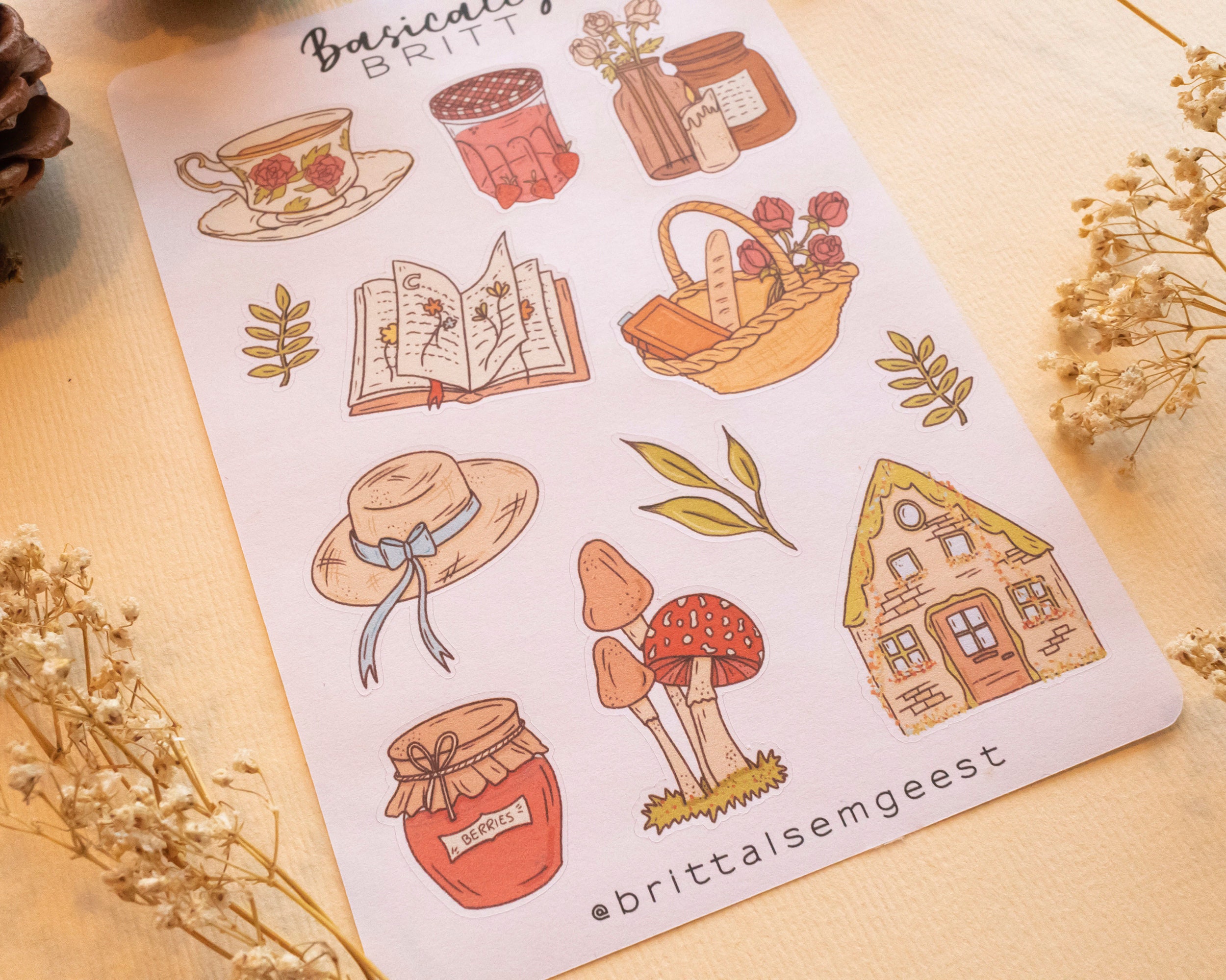A6 Cat cottagecore Stickers - Planner stickers - Bullet Journal sticke – My  Sweet Paper Card