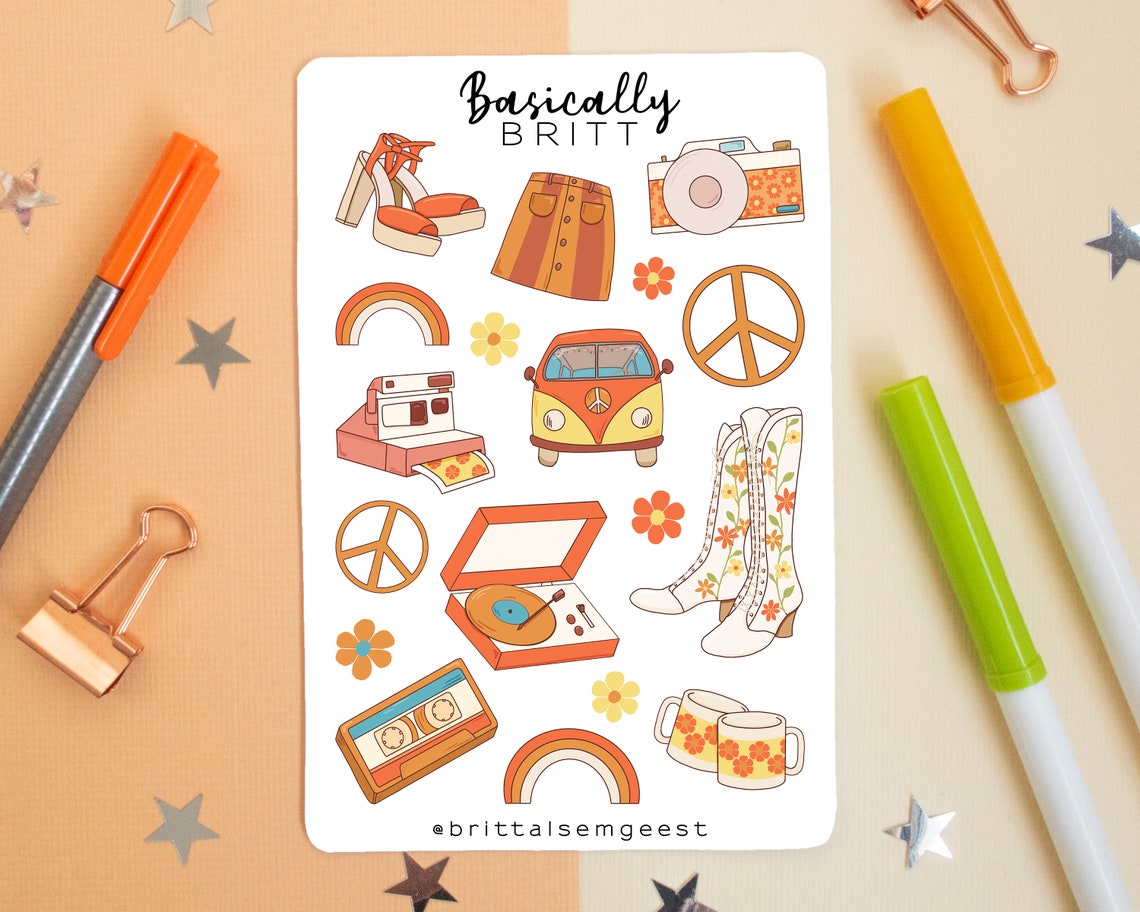 retro stickersheet vintage aesthetic bullet journal