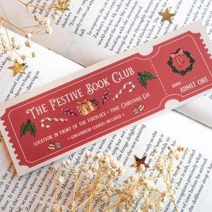 Lesezeichen Lesezeichen Festive Christmas Book Club Ticket Lesezeichen - Süßes Lese Accessoire für Dezember Weihnachten