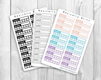 Weekly Habit Tracker - Stickersheet - Plain Tracking Stickers - Bullet Journal Sticker - Planner Sticker Sheet - Minimal Planning