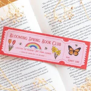 Lesezeichen Blooming Spring Book Club Ticket Lesezeichen - Niedliches Lesezeichen Lesezeichen Accessoire mit Blumen