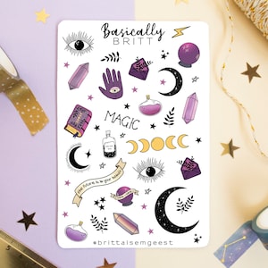 Sticker Sheet - Magical Witchy Whimsical Bullet Journal Witch Stickers, Cute BUJO Whimsigoth Stickersheet, Magic Witch Stickers, Scrapbook