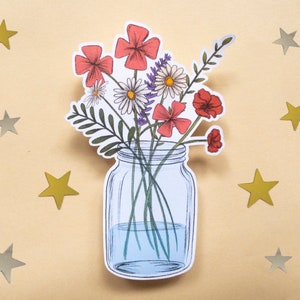 Adesivo de flores silvestres // Adesivo único de 8cm // Adesivos botânicos // Conjunto de 3 adesivos de flores