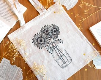 GXVUIS Hair Stylist Tools Canvas Tote Bag - Sunflowers Design, Reusable Grocery Shopper For Women