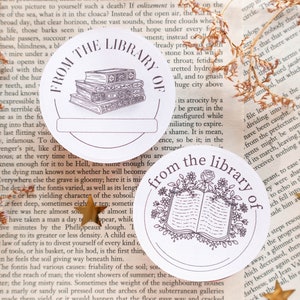 Set of 2 Ex Libris Stickers - Bookish Library Stickers - Stack of Books Botanical - Librarian Labels Self Adhesive Stickers