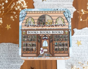 Winter Bookstore Coaster - Bookish / Bookshop voorkant - Bureauaccessoire - Gezellige, grillige winterboekvibes