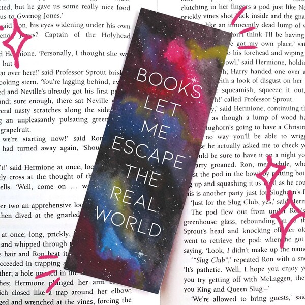 Watercolor Galaxy Bookmark with book quote - Universe Art - Space Bookmark