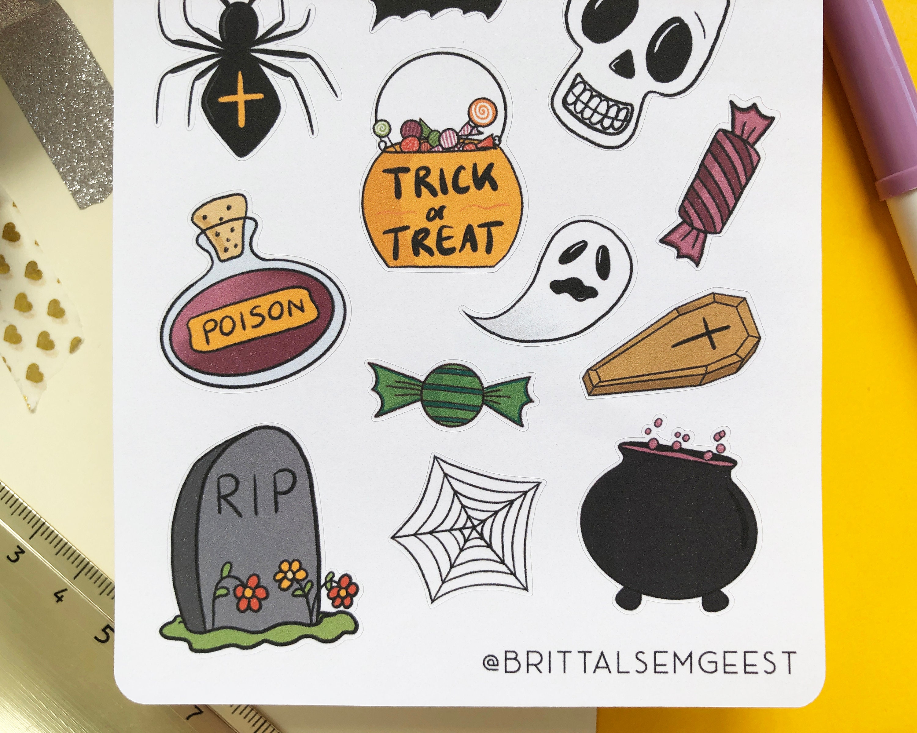 Buy Halloween Stickersheet Bullet Journal Stickers Cute Online in India -  Etsy