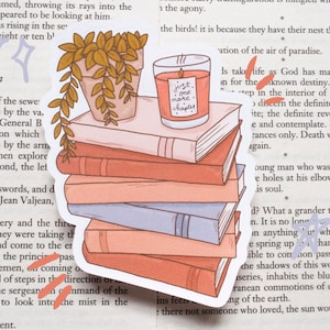 Pegatina de libro de 8 cm - Pila de libros - Pegatina para Bullet Journal - Pegatina grande - Bookish Booklover
