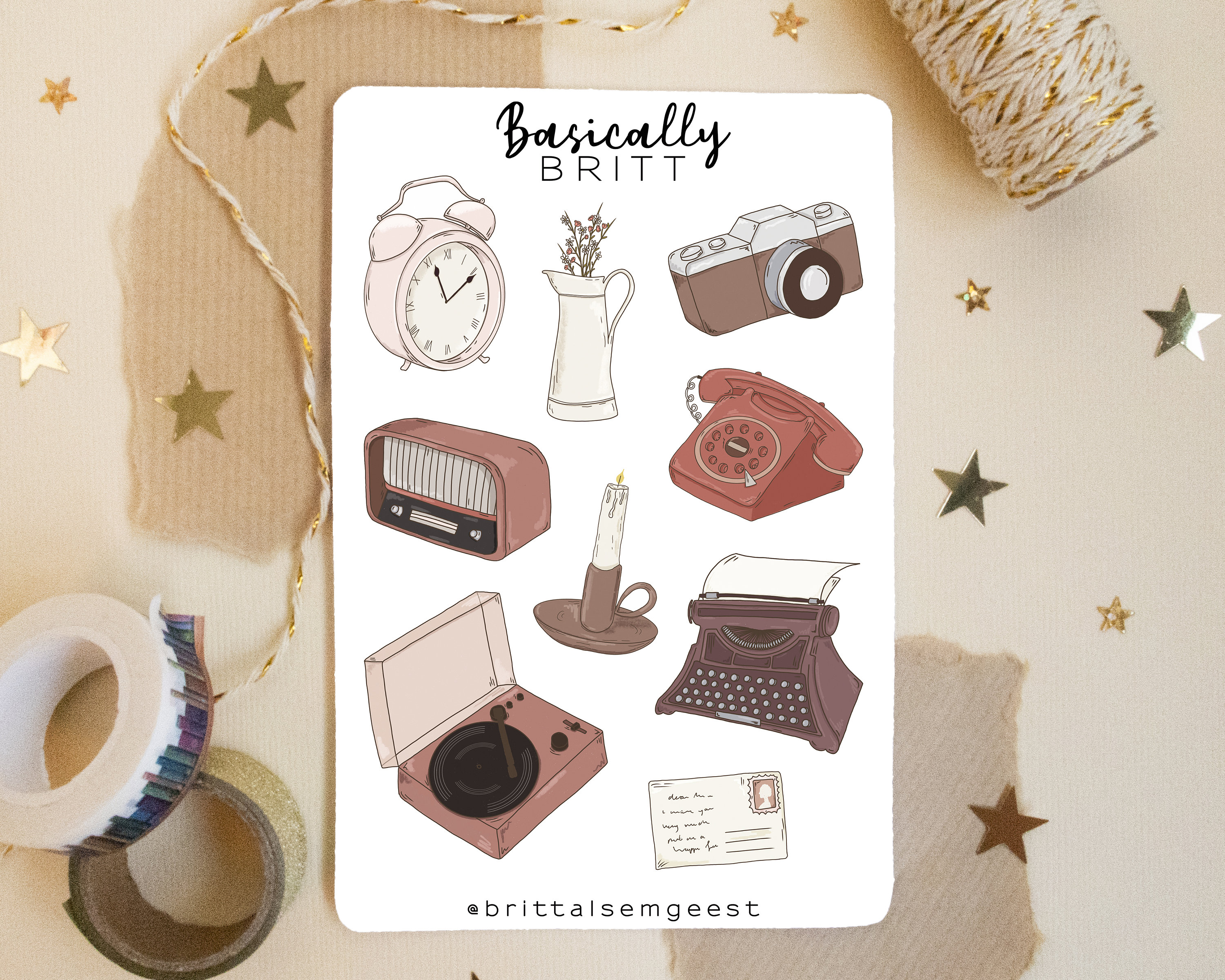 Vintage Aesthetic Stickersheet // Bullet Journal Retro Stickers, Cute BUJO  Doodle Sticker, Aesthetics Stickers, Scrapbook 