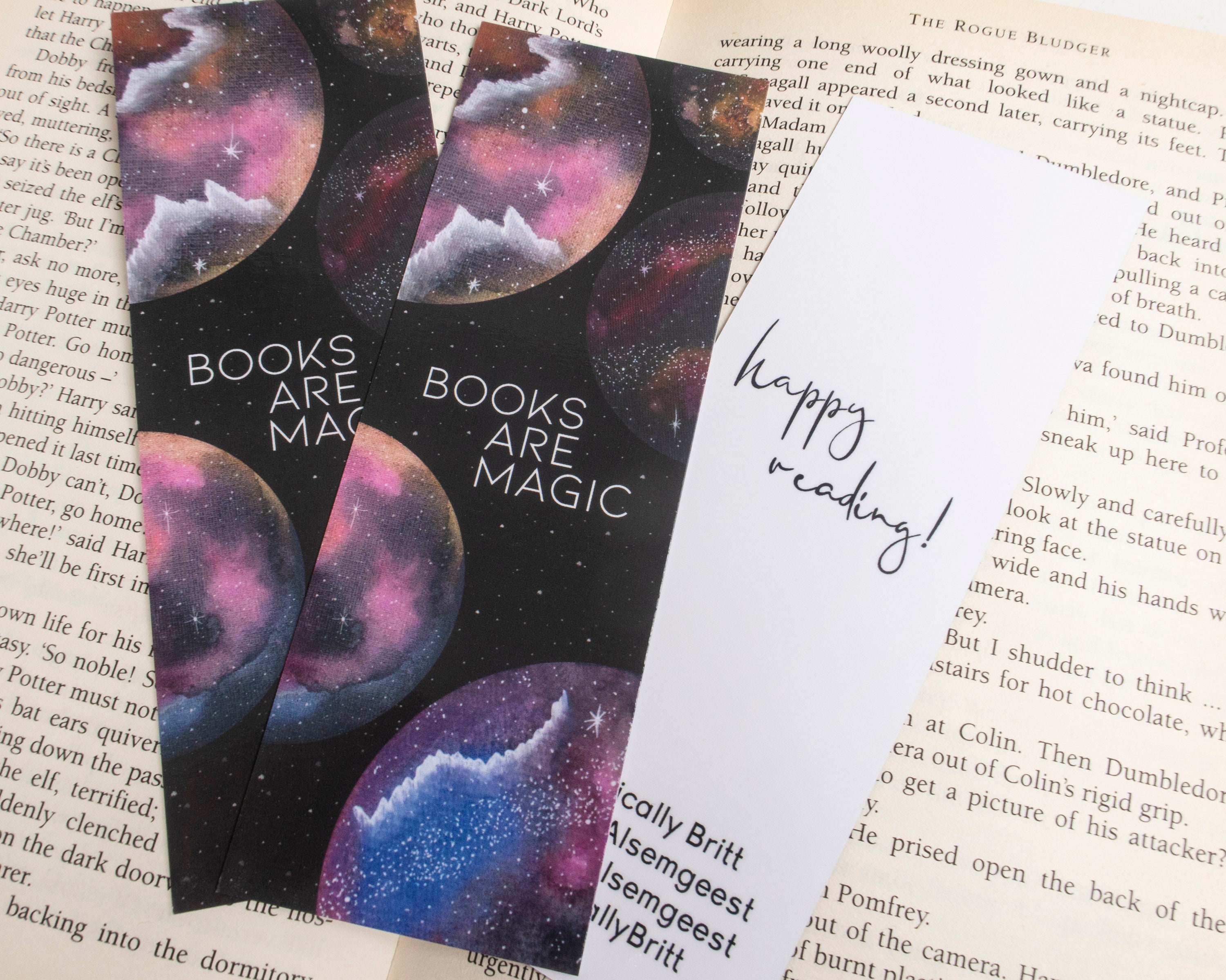 Aquarel Galaxy bladwijzer met boek citaatuniverse Etsy