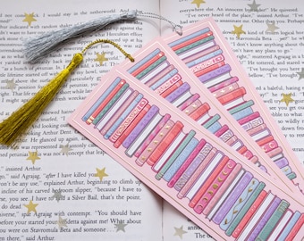 GOLD FOIL Pink Stack of Books Bookmark With Tassel - Bookworm - Reader - Books - Book Lover - Sparkly Shiny Books