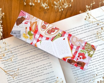Picknick Bookmark - Cozy Flatlay Doodle Book Mark - Cottagacore Whimsical Spring Reading Accessoire for Summer days