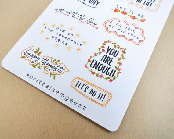 Citations Inspirantes Stickersheet Bullet Journal Quote Etsy Canada