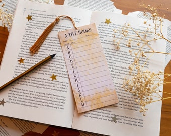 A to Z Books Bookmark Reading Tracker - Retro Vintage Book Tracking Reading Accessoire - With or without tassel - Dark Light Academia