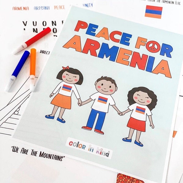 Peace for Armenia - Children's Coloring and Activity Kit! Instant (Printable) Download