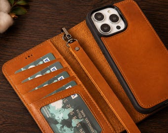 Wallet Phone Case for iPhone, Personalized Leather RFID Card Holder iPhone 17 16 Pro Max 15 14 13 12 11 Air SE