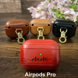 Customizable Airpods Pro 1 - 2 Leather Case Leather Airpod 1 2 3 4 Pro Cover Airpods Keychain with Hook Monogrammed, Valentines day gifts