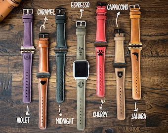 Real Leather Apple Watch Band 38mm 40mm 41mm 42mm 44mm 45mm 46mm 49mm Watch Strap Handmade Custom Apple Leather iWatch Gift Band Women & Men